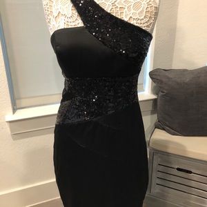 Black Satin and Sequin dress
